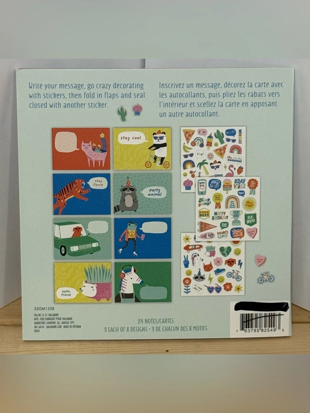 Hallmark Fold-A-Note Mini Notes & Stickers - 24 Notes 8 Unique Designs - NWT